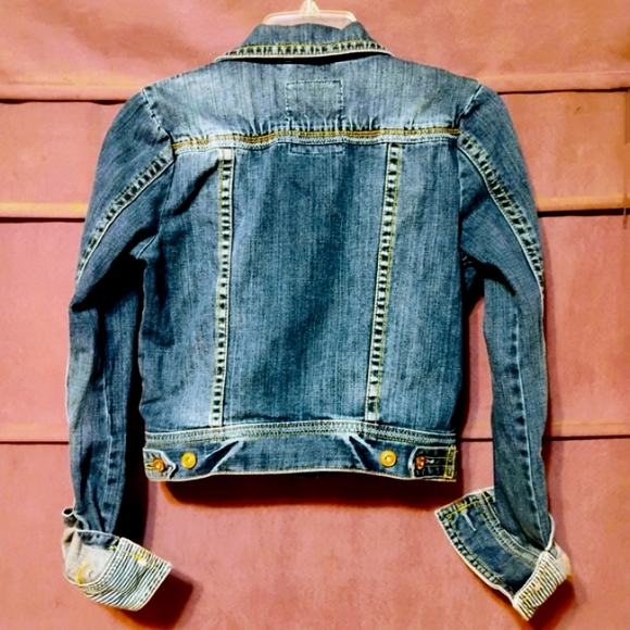 5/$50 EUC Women/Girls Authentic Aeropostale Distressed Jean Jacket Sz. S - Picture 2 of 8
